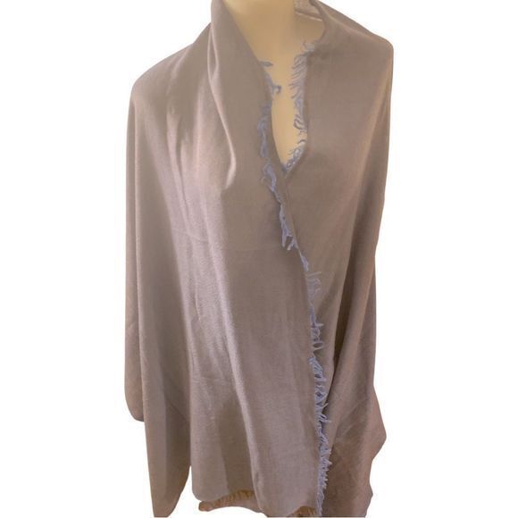 Nordstrom Wool Pashmina -28x80 blue /brown blue finge ,